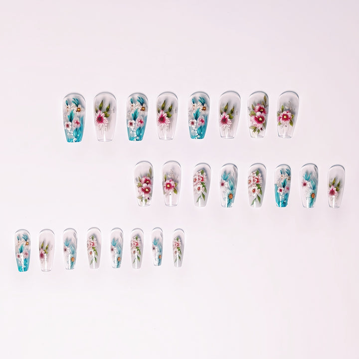 Floral Gel Nail Art Design Bowlift