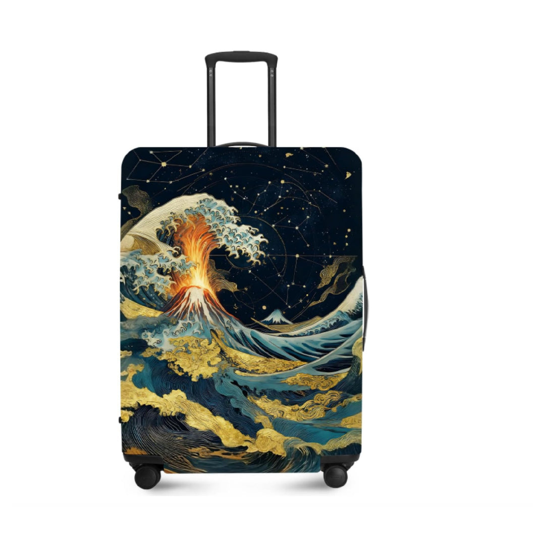 Unisex non-elastic suitcase cover with mandala motif, stretch protective cover for telescopic handle and wheels Bowlift