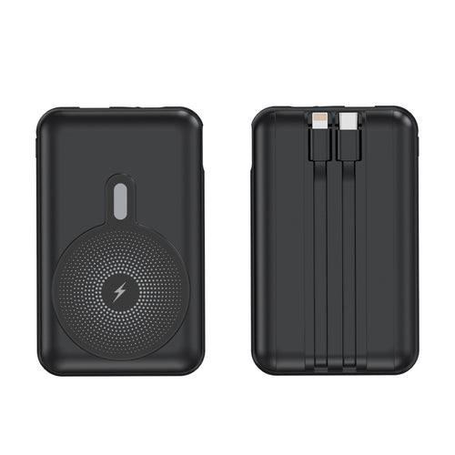 Portable power bank with inductive charging function and integrated cable management Bowlift