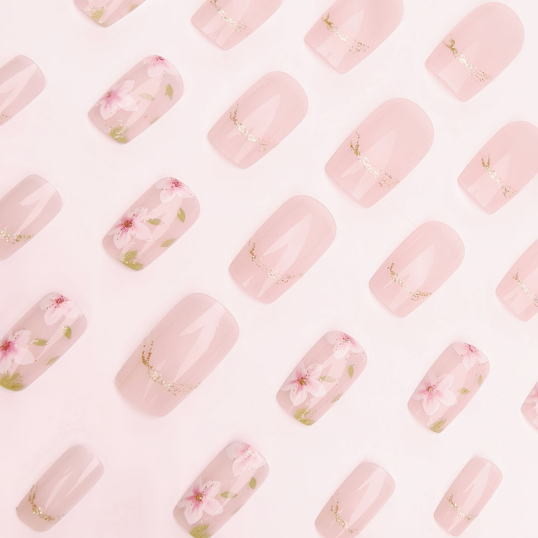 Artificial nails with delicate floral accents Bowlift