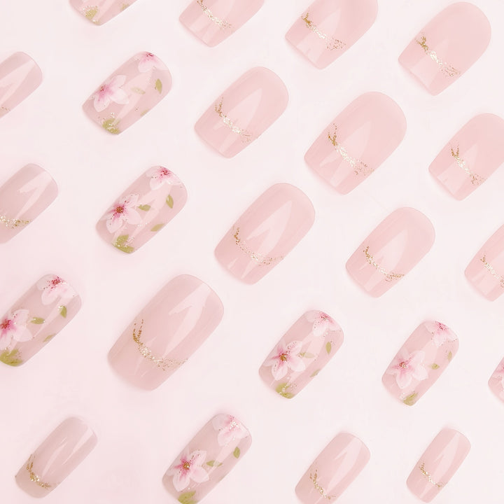 Artificial nails with delicate floral accents Bowlift