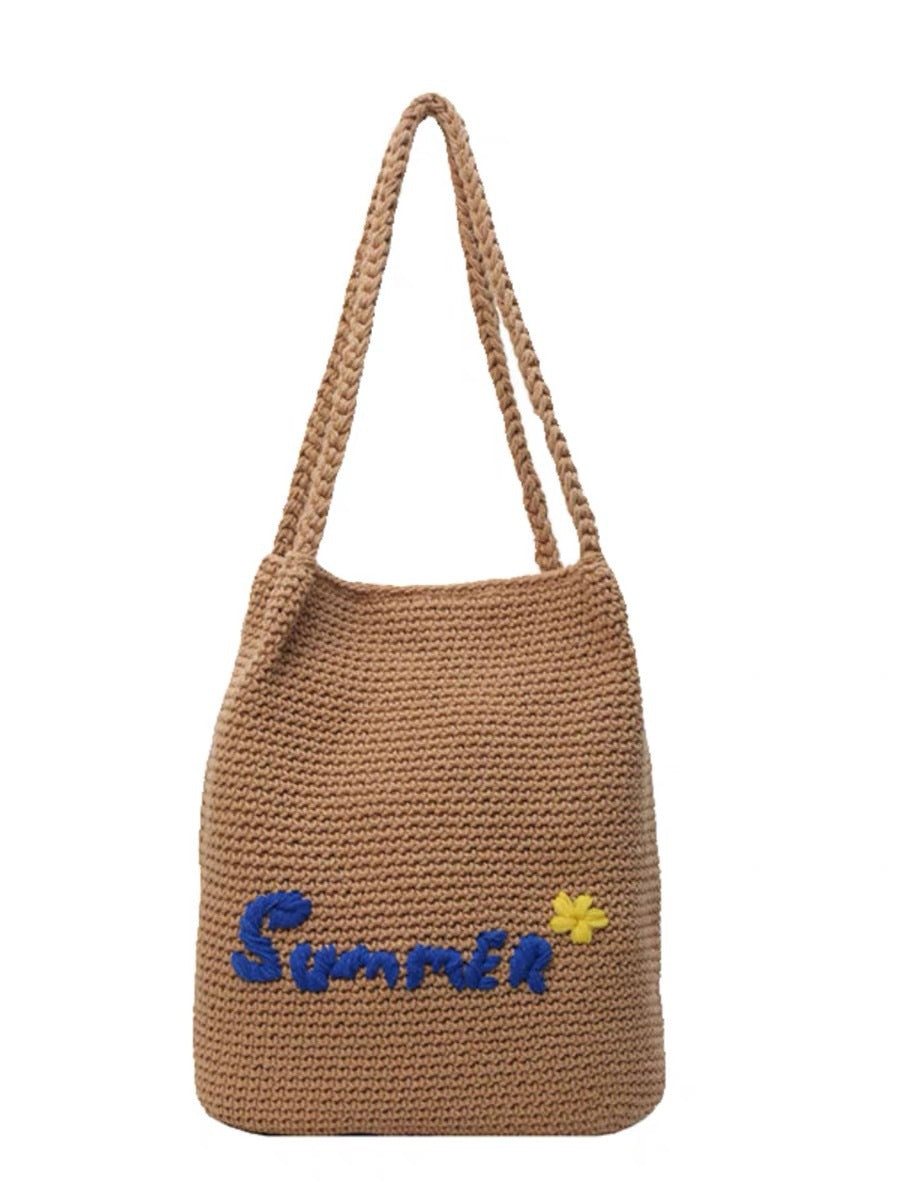 Macrame Drawstring Bag with Summer Motif Bowlift