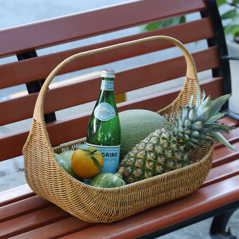 Ladies Handcrafted Rattan Basket with Elegant Contour Bowlift