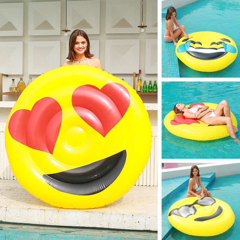 Women Inflatable Emoji Swim Ring Bowlift