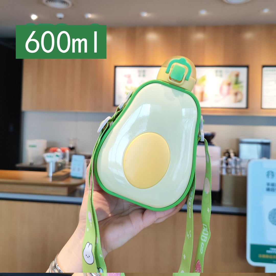 Women's creative avocado water bottle with carrying strap Bowlift