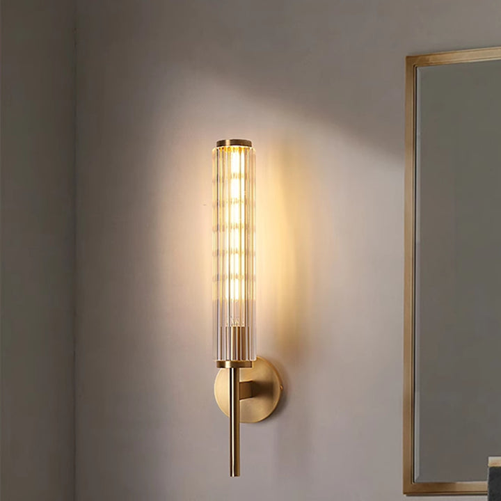 Crystal Wall Sconce Light Fixture with Textured Shade