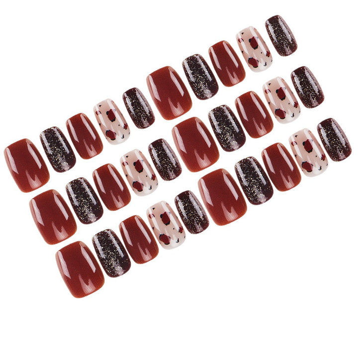 Artistic Press-On Nail Set with Glittery and Spotty Finish Bowlift