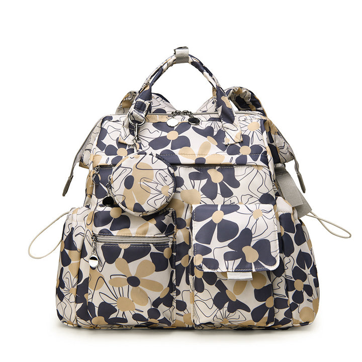 Multi-Pocket Floral Design Backpack Bowlift