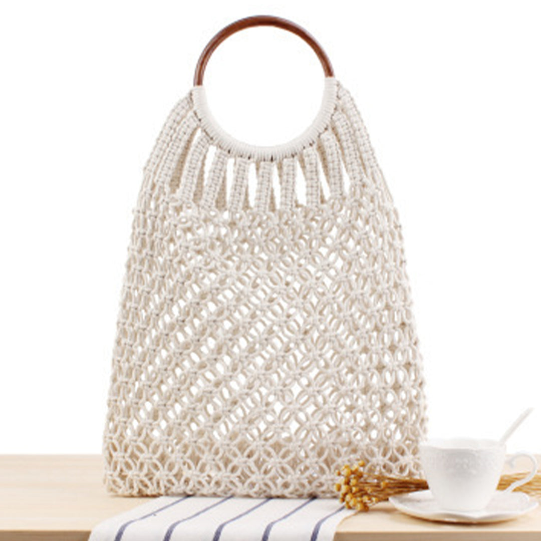 Handbag with Woven Design and Inner Pocket Bowlift