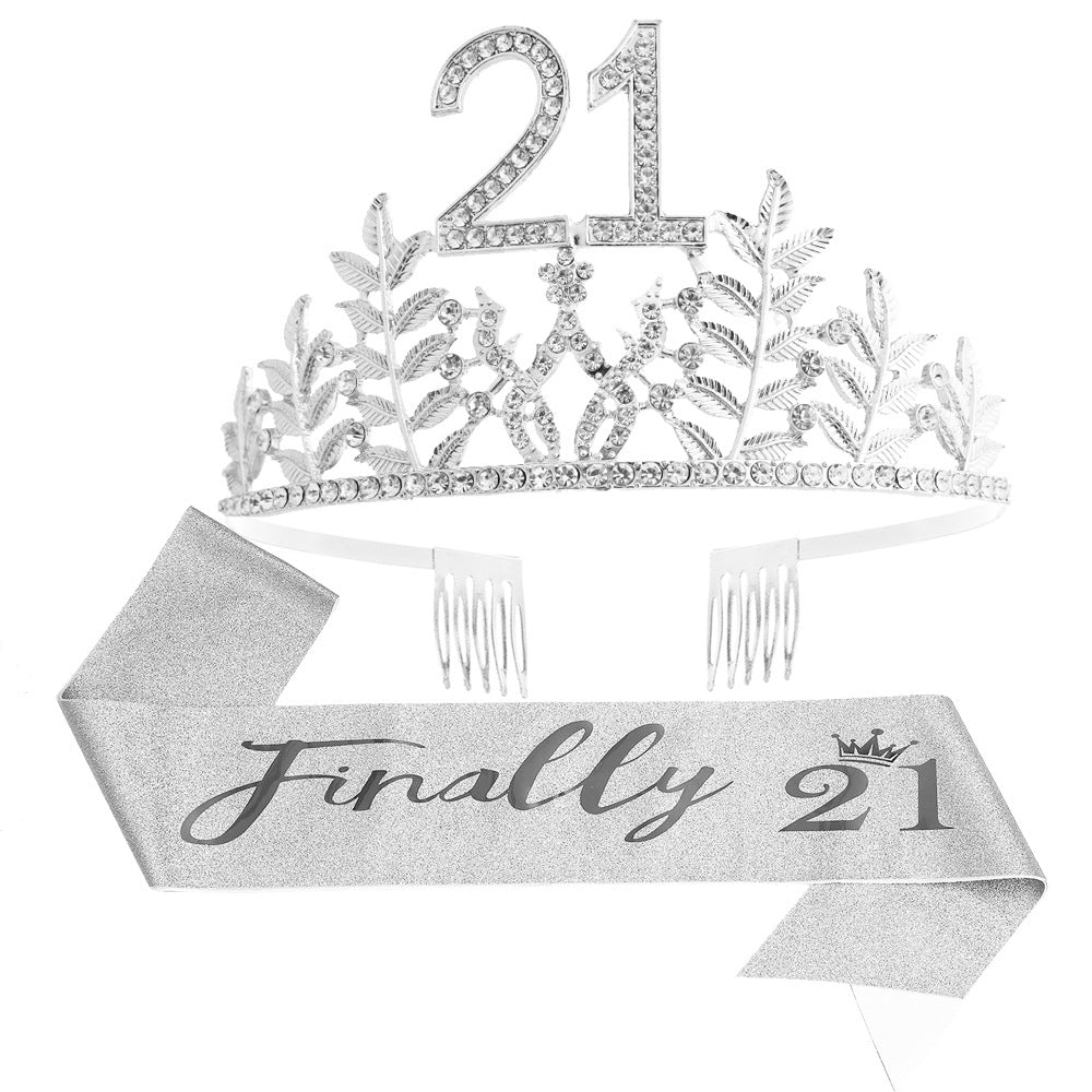 Women's Glamorous Birthday Crown with Shining Rhinestones Bowlift