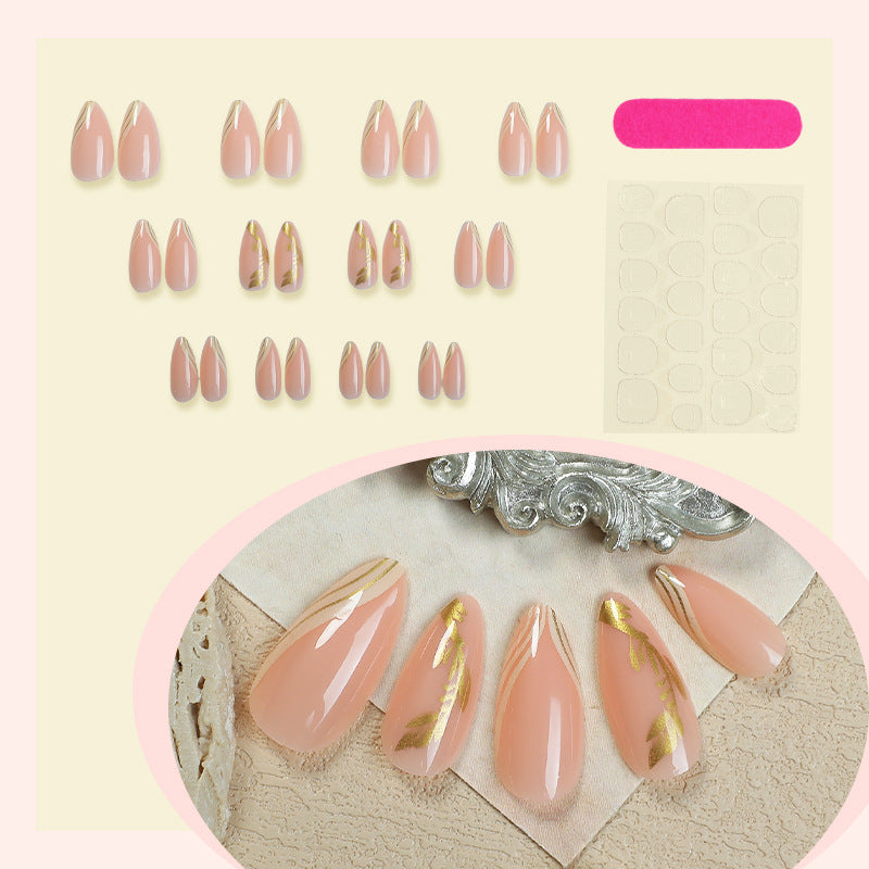 Elegant Press-On Nail Set with Floral Accent Designs Bowlift
