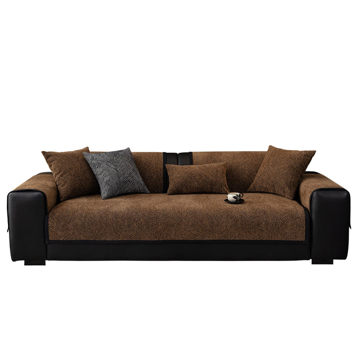 Modern Stretch Sofa Slipcover Set with Herringbone Chevron Texture Bowlift