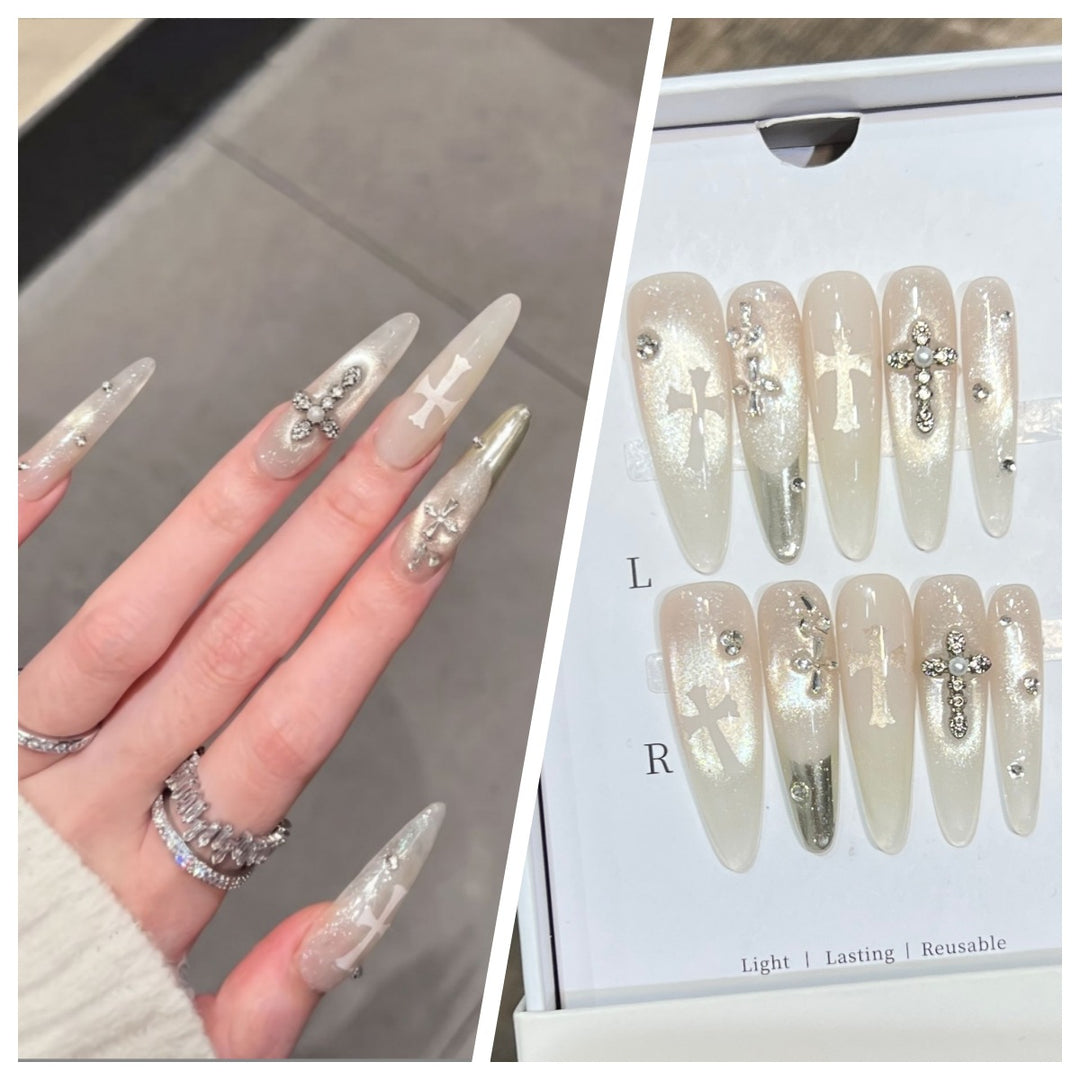 Artistic Stiletto Press-On Nail Set with Charming Patterns Bowlift