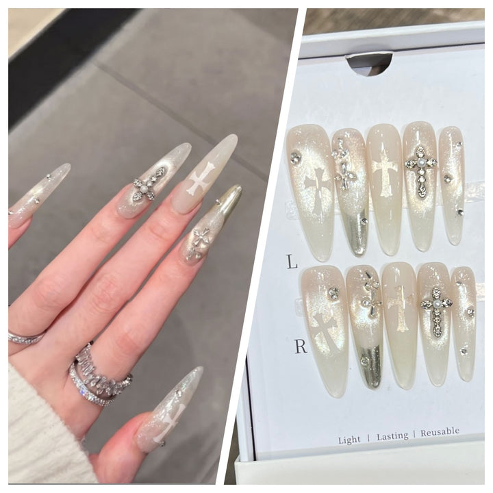 Artistic Stiletto Press-On Nail Set with Charming Patterns Bowlift