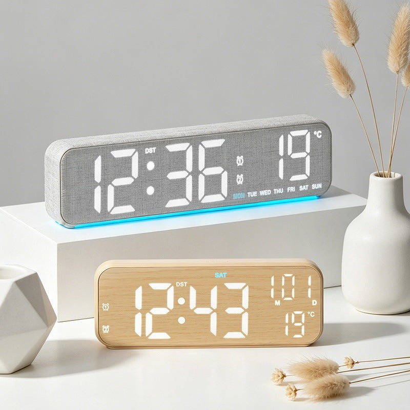 Digital Wood LED Alarm Clock with Temperature and Calendar Function Bowlift