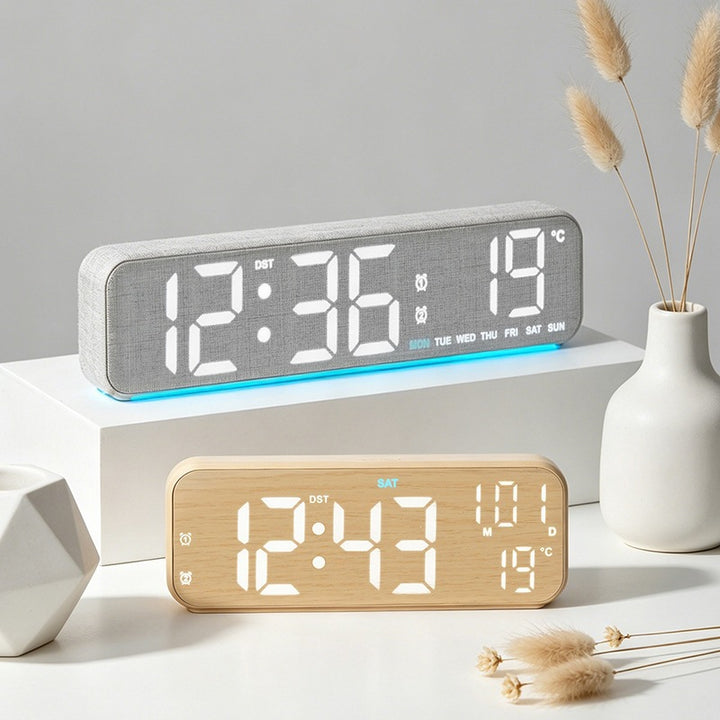 Digital Wood LED Alarm Clock with Temperature and Calendar Function Bowlift