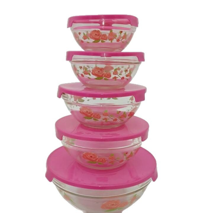 Ladies Storage Bowls Set with Colorful Flamingo Motifs Bowlift