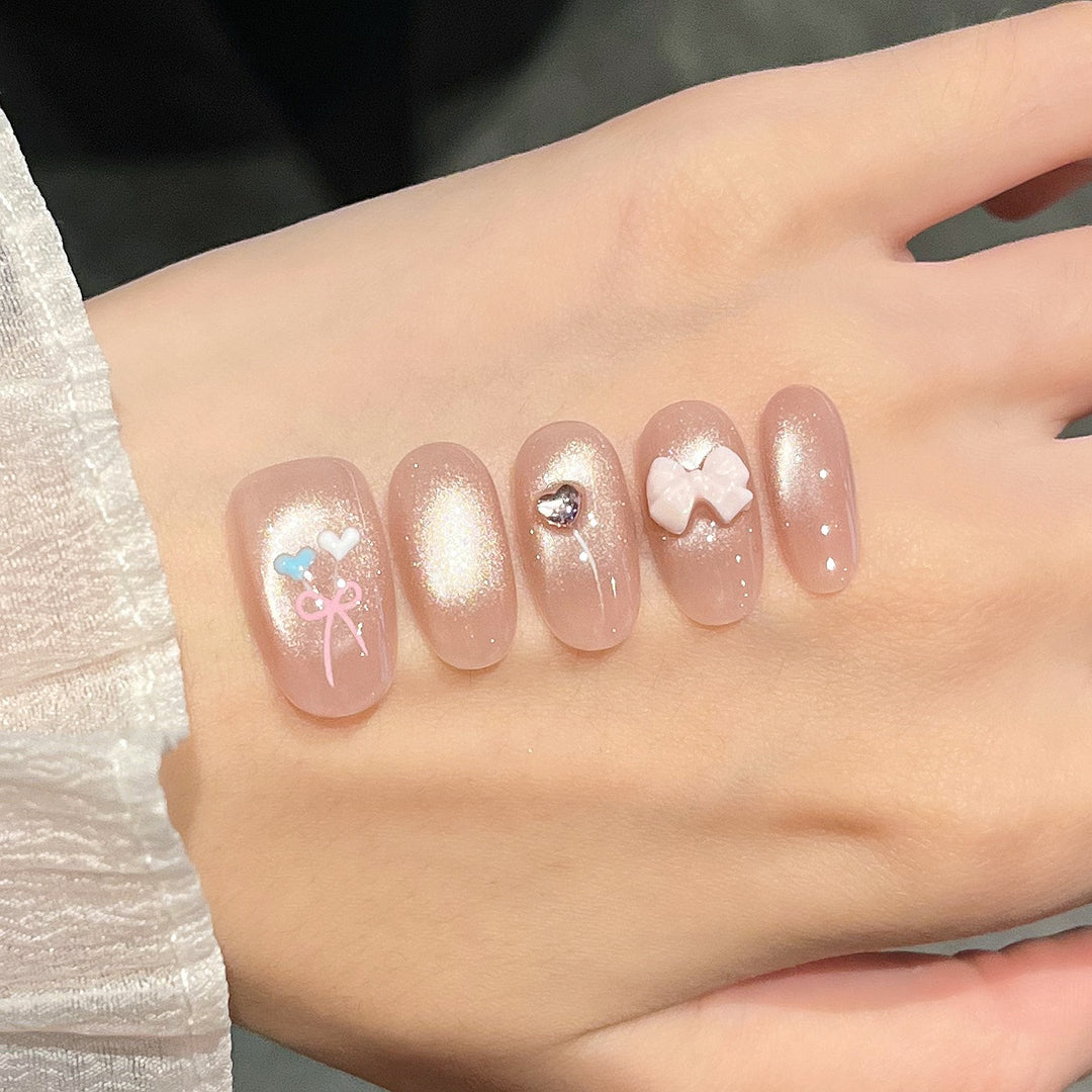 Artistic Press-On Nail Set Bowlift