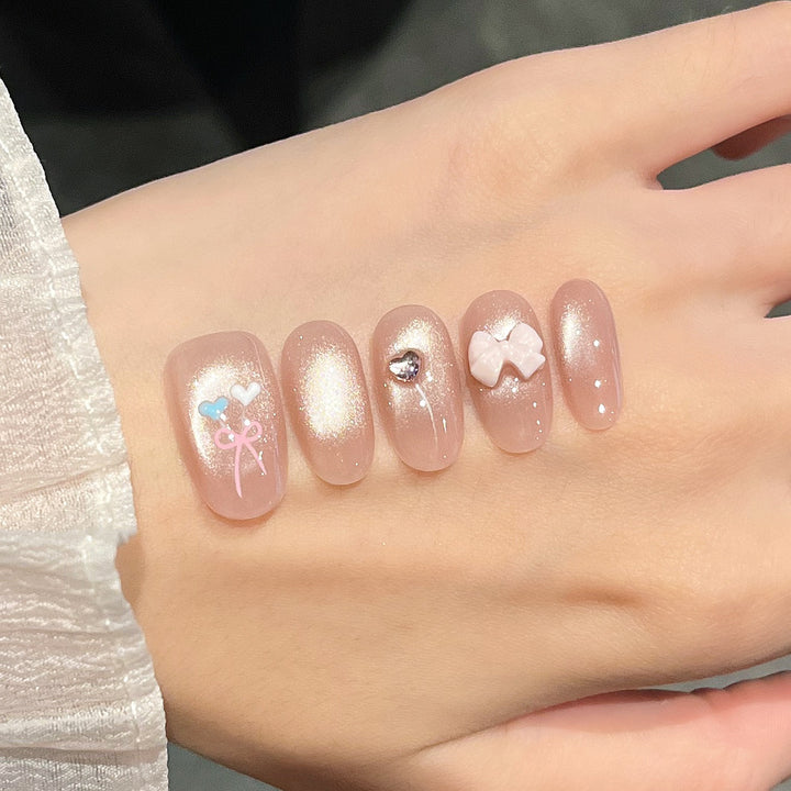 Artistic Press-On Nail Set Bowlift