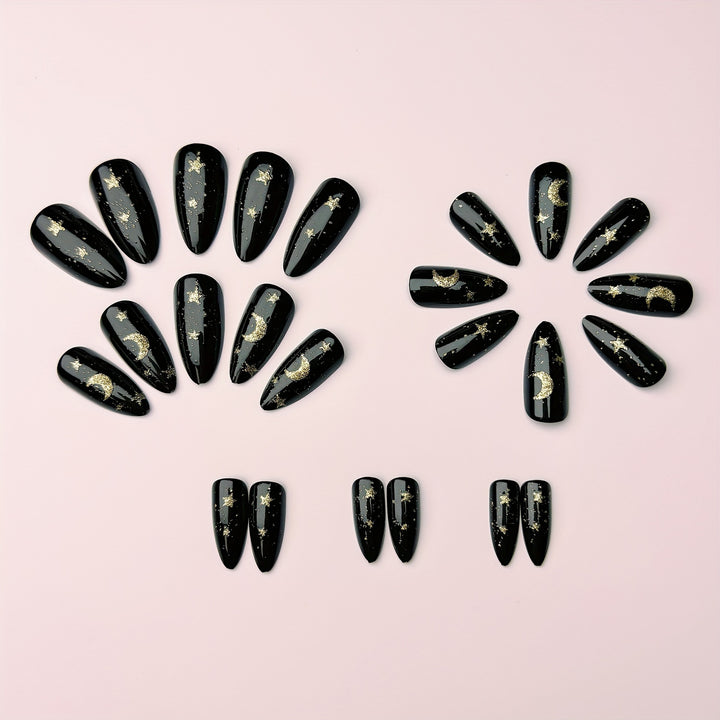 Glamorous nail art in moon and star design Bowlift