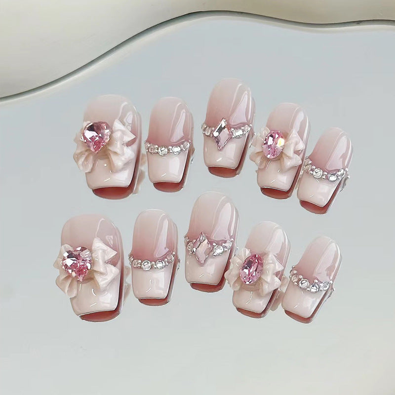 Decorative Press-On Nail Set with Star and Bow Designs Bowlift