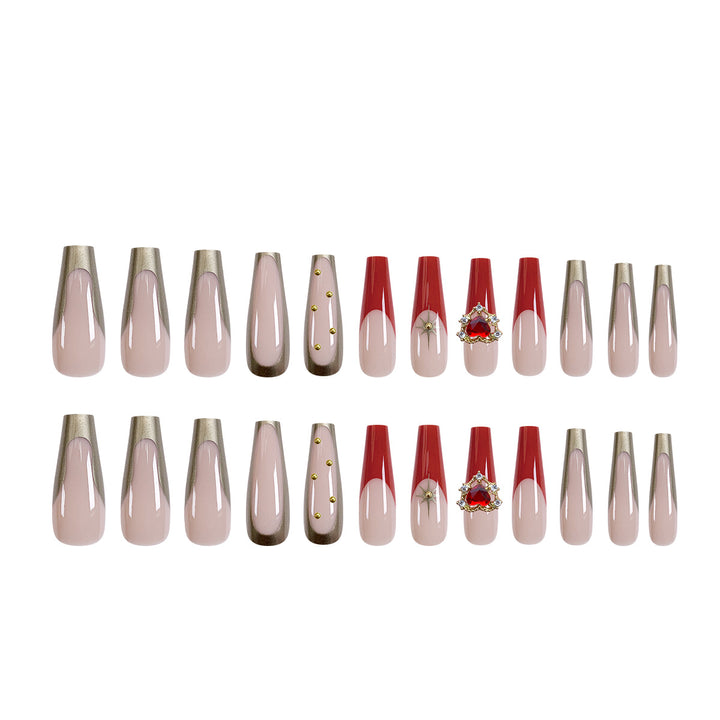 Exquisite artificial nails with heart design and glitter elements Bowlift