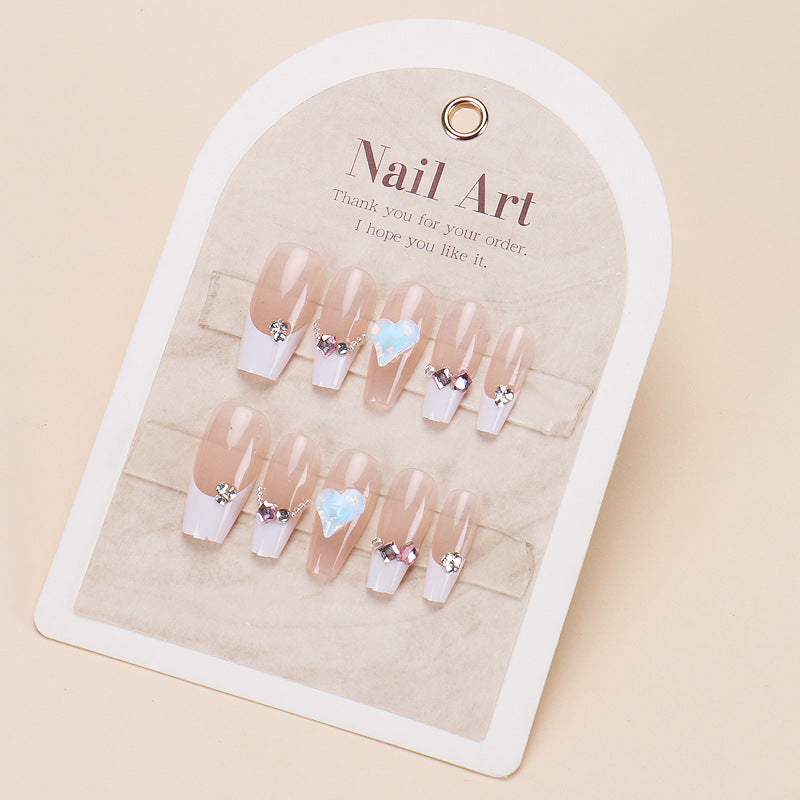 Elegant Press-On Nail Set with Glitter and Gloss Finish Bowlift