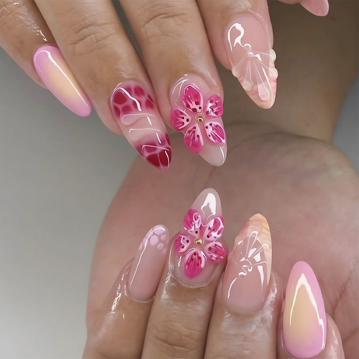 Floral-Inspired Elegant Press-On Nail Set Bowlift