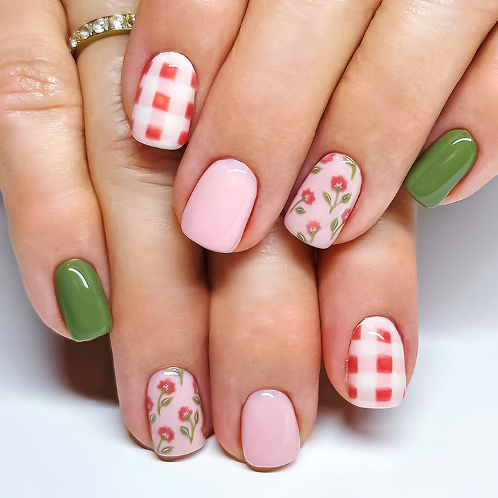 Creative Floral Design Press-On Nail Art Bowlift