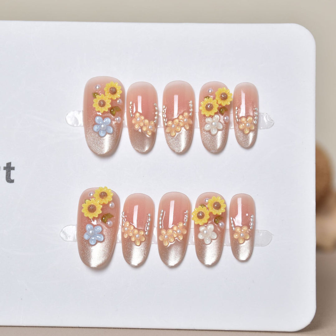 Floral Design Decorative Press-On Nails Bowlift