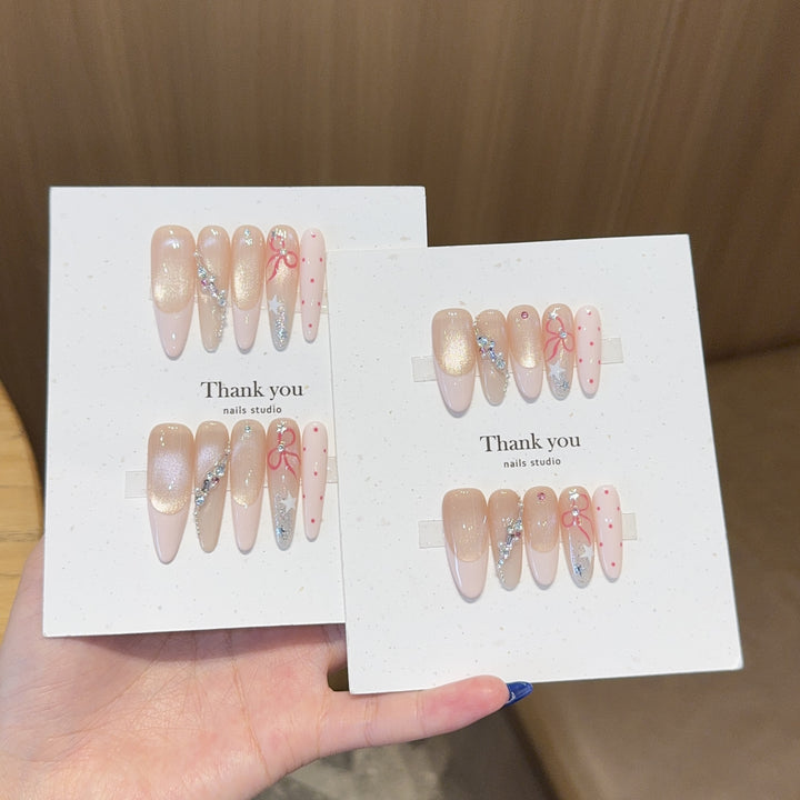 Creative Art Nail Tips with Glitter Accents Bowlift
