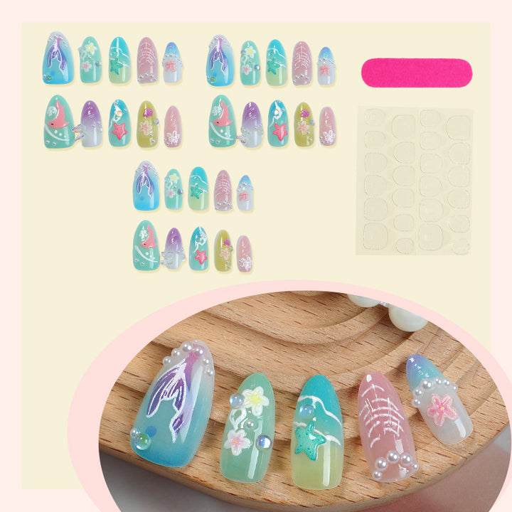 Artistic Underwater-Themed Press-On Nails Bowlift