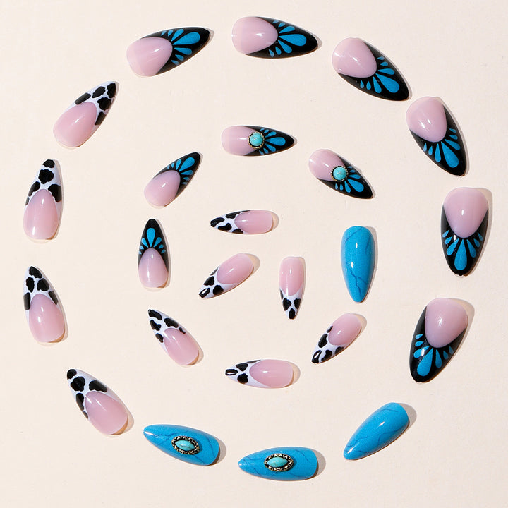 Artistic Stiletto Nail Art Extensions with 3D Accents Bowlift