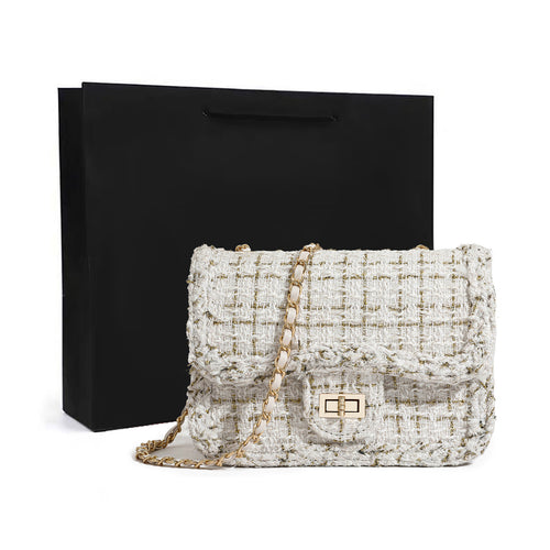 Textured Chain Strap Shoulder Bag Bowlift