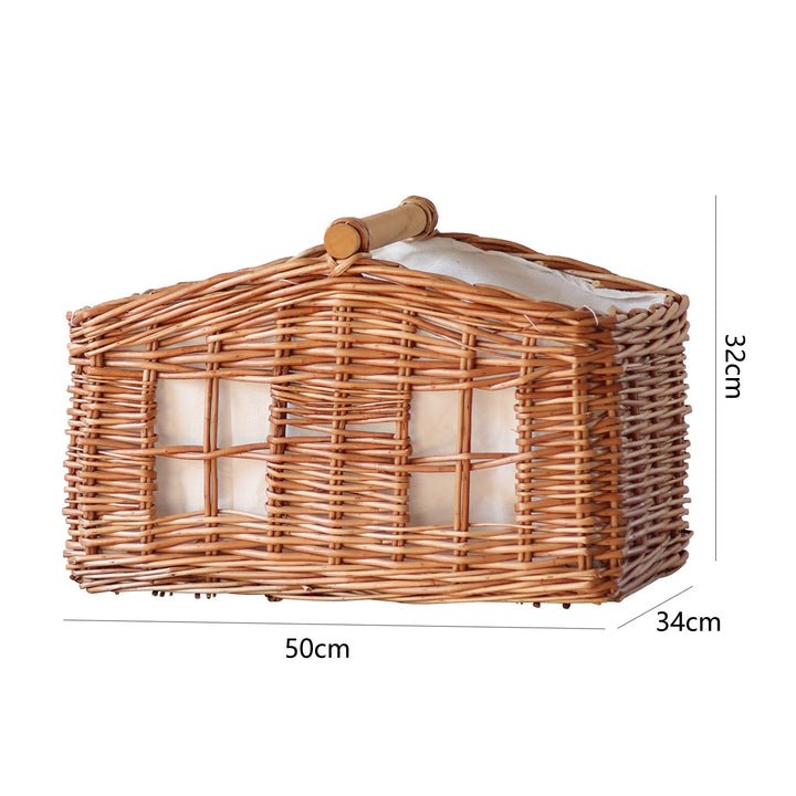 Rustic storage basket with linen lining Bowlift