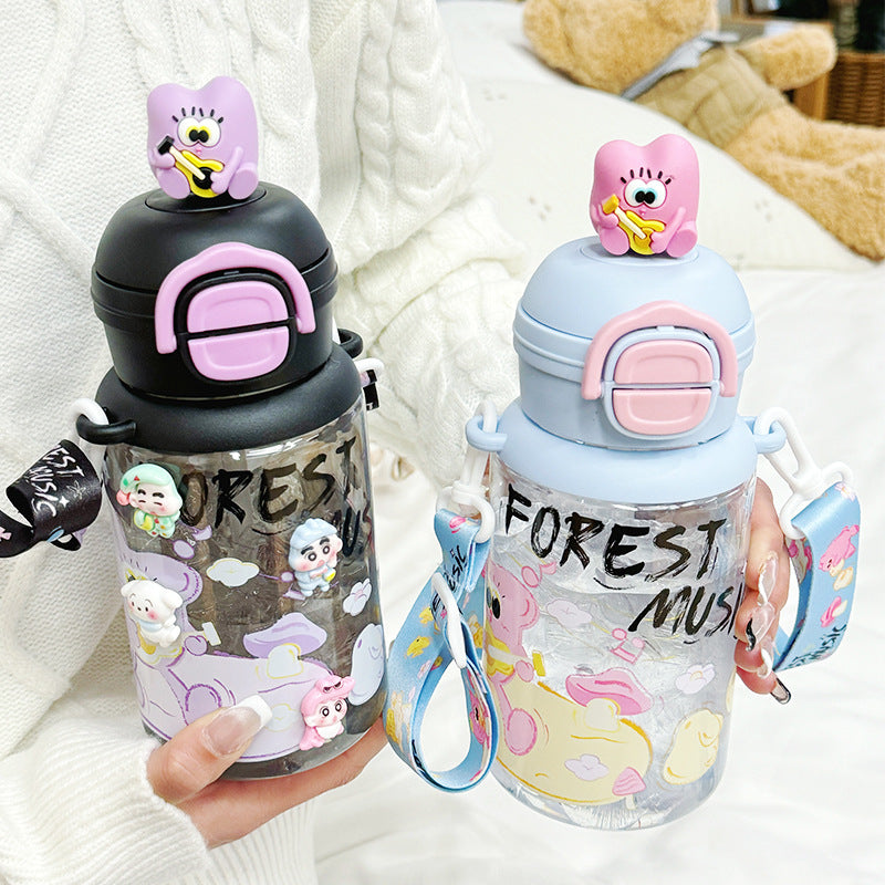 Ladies Insulated Water Bottle with Interactive Animal Head Lid Bowlift