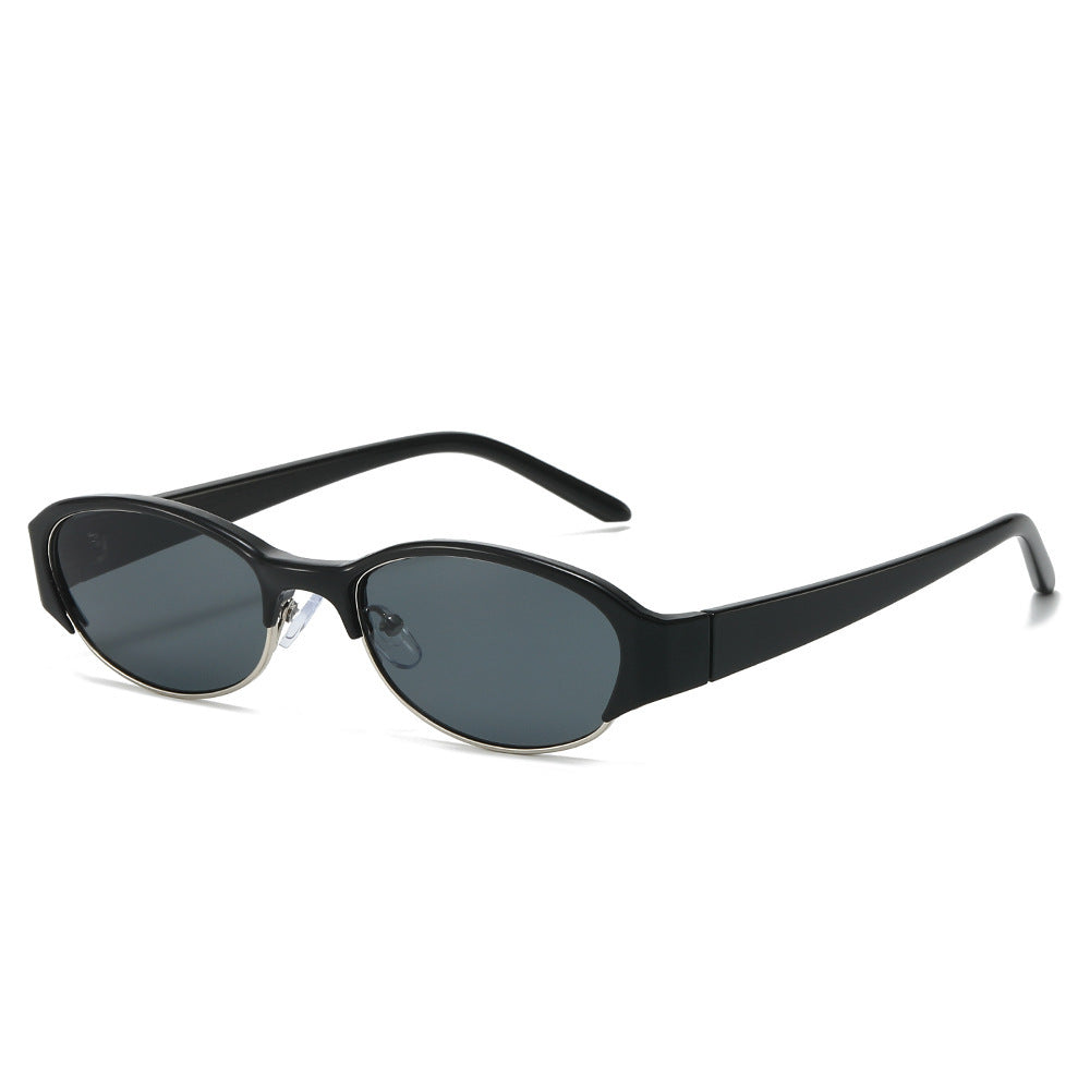 Vintage-Inspired Slim Oval Sunglasses Bowlift