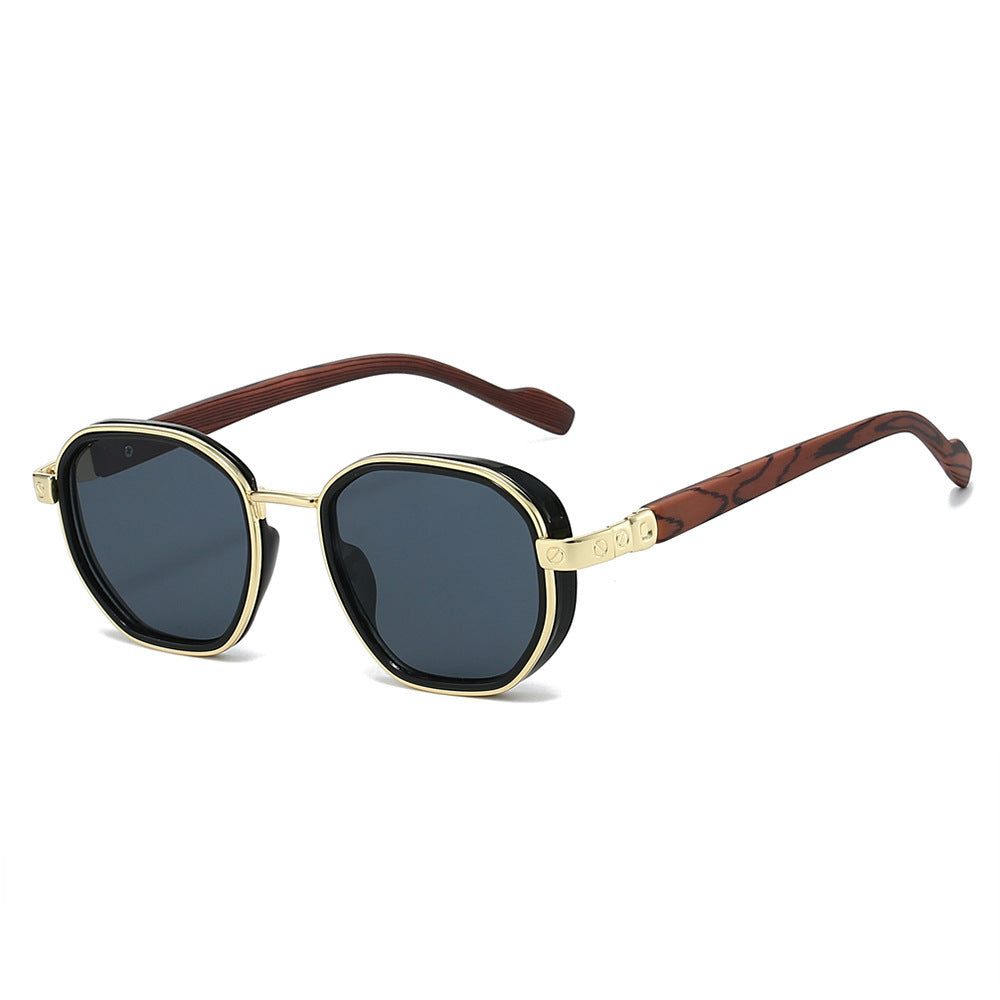Geometric Framed Sunglasses with Luxurious Golden Accents Bowlift