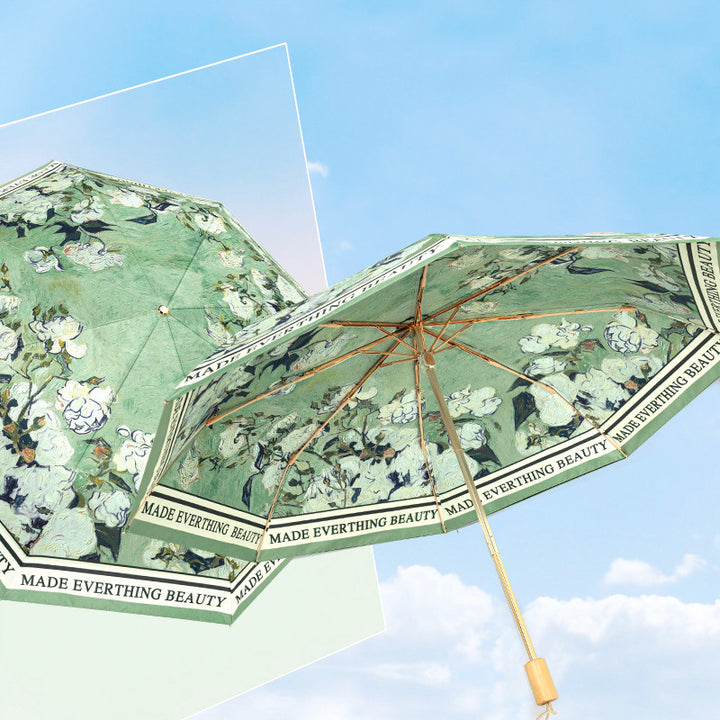 Ladies folding umbrella with floral patterns Bowlift