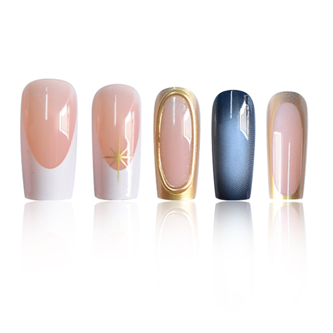 Elegant Ombre Press-On Nail Set with Gold Accents Bowlift