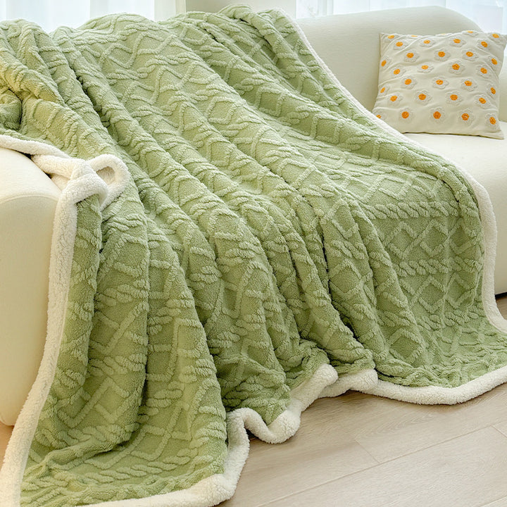 Sherpa-Lined Plush Throw Blanket Bowlift