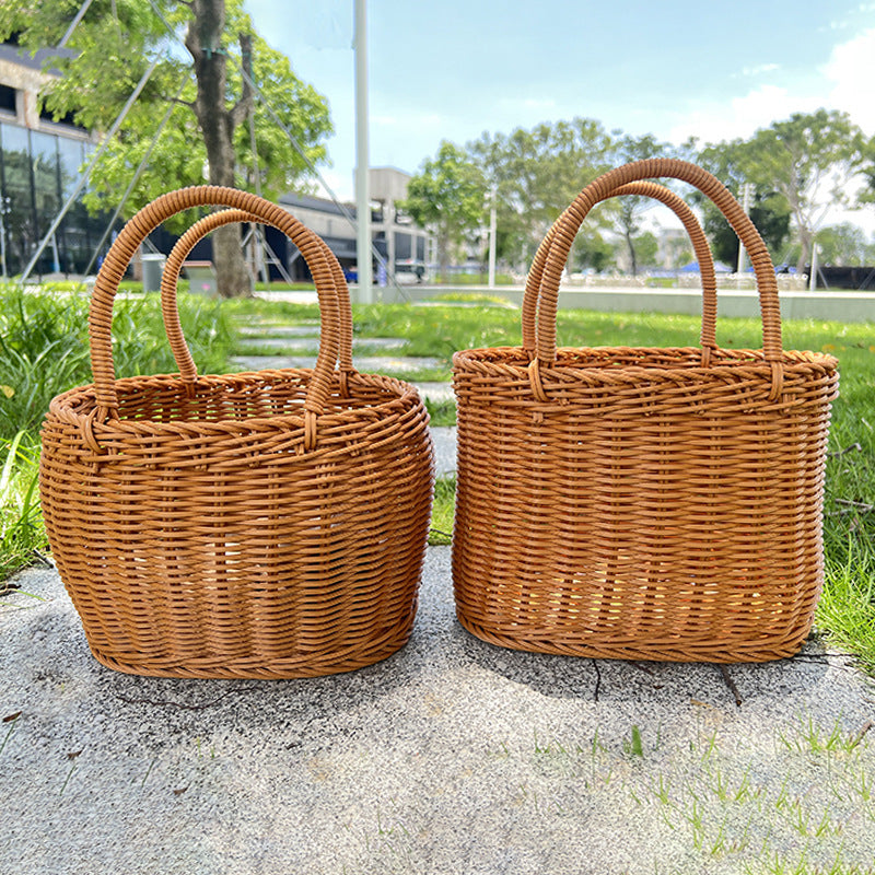 Stylish Handwoven Wicker Picnic Basket Bowlift