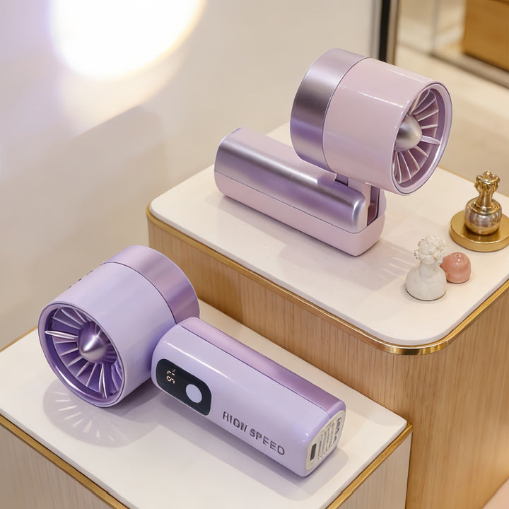 Ladies Portable Mini Fan with Digital Temperature Display Bowlift