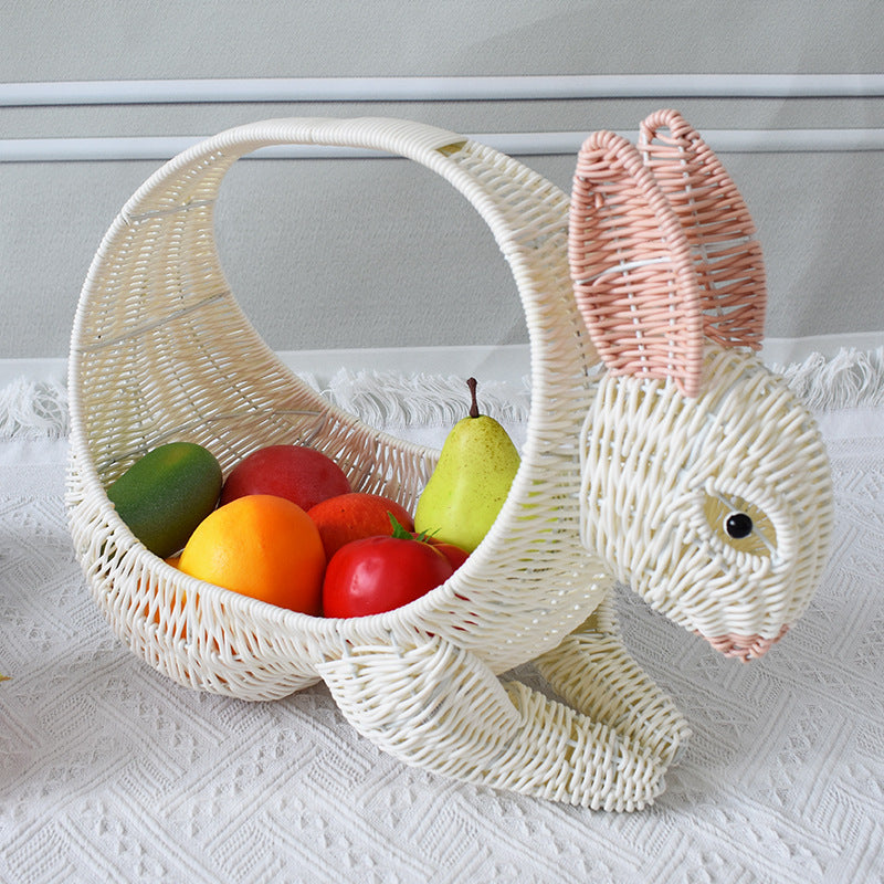 Artistic Rabbit-Shaped Woven Storage Basket Bowlift