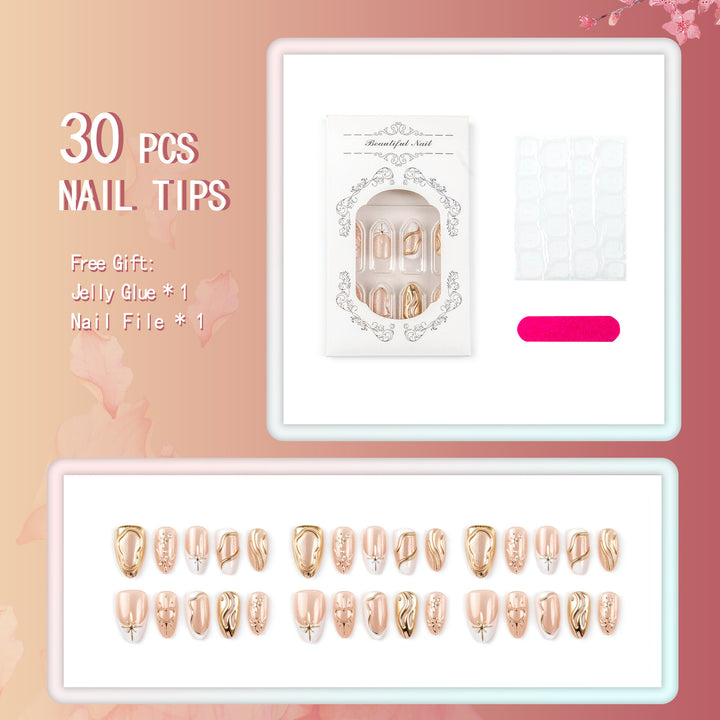 Artistic 3D Nail Tips with Glitter and Bead Decoration Bowlift