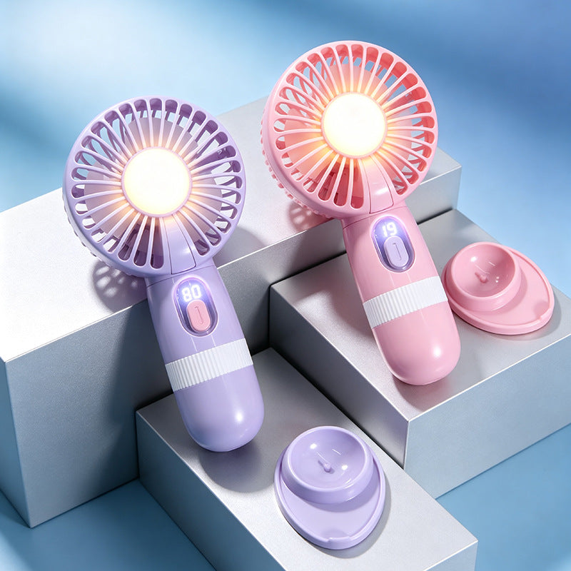 Women's Portable Hand Fan with LED Light Bowlift