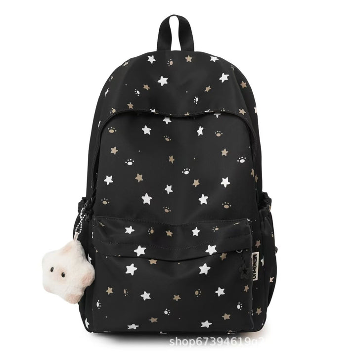 Star-Patterned Soft Fabric Backpack Bowlift