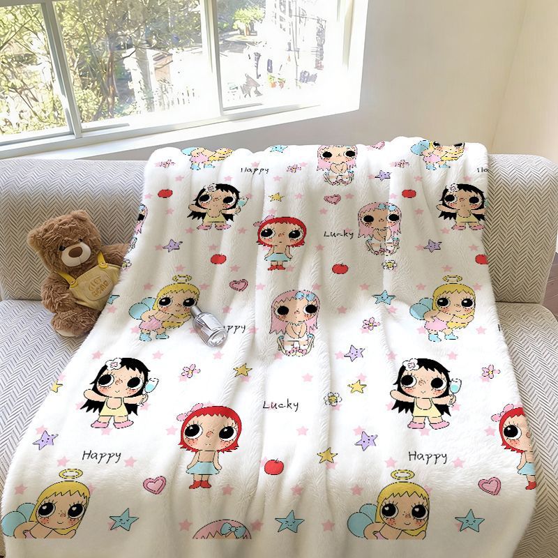 Cartoon Character-Themed Plush Throw Blanket