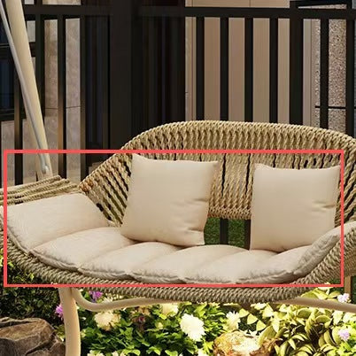 Woven rattan outdoor swing loveseat with padded cushions and powder-coated steel frame Bowlift