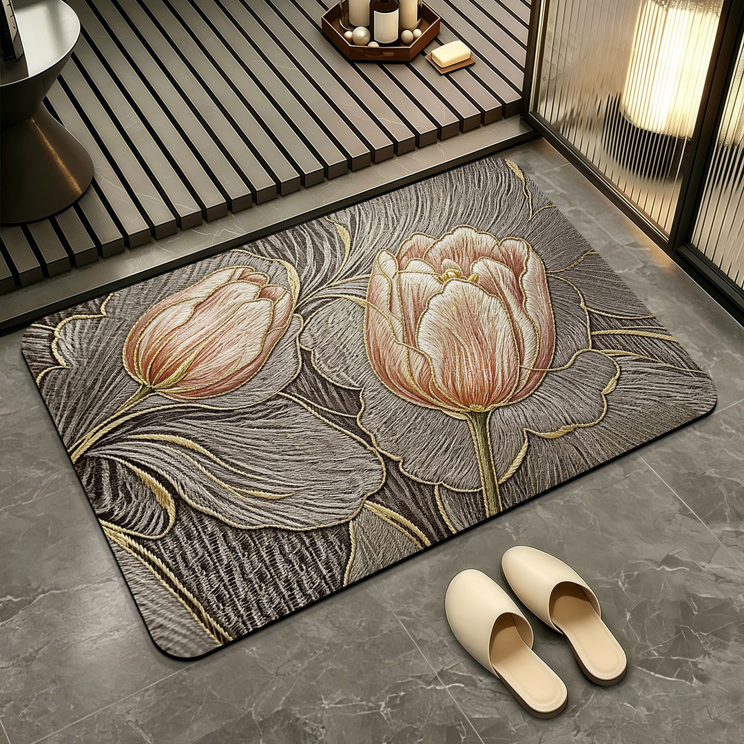 Elegant Floral Patterned Bath Mat Bowlift